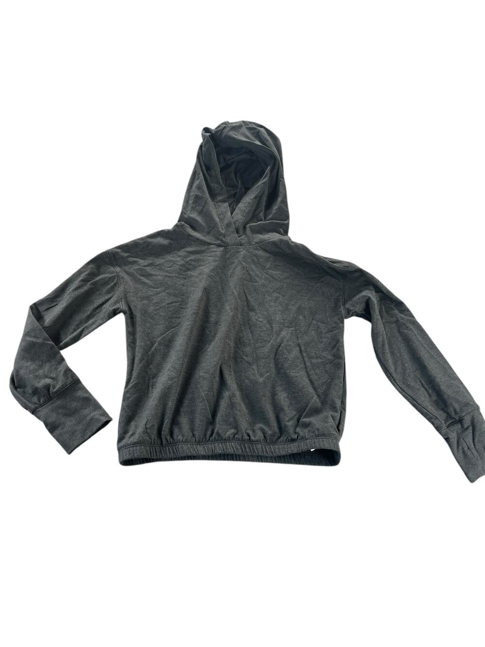 Unbranded Girls Black Pullover Cropped Crop Long Sleeve Hooded Top Youth